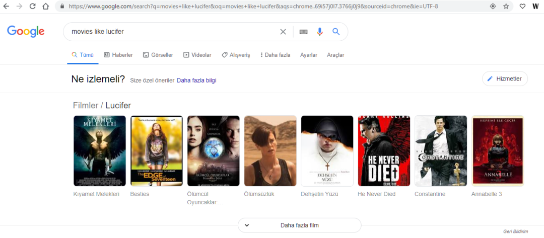 Google film önerileri
