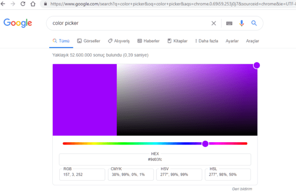 Google renk seçici
