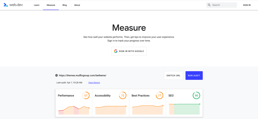web.dev ile temanın performansını ölçmek