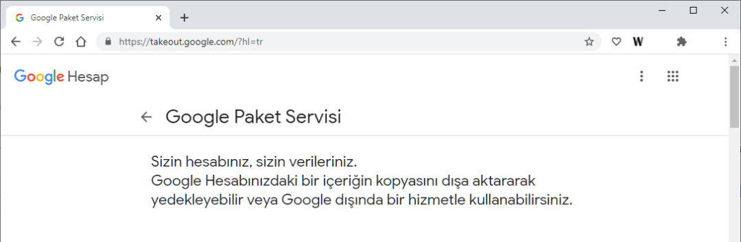 Google Paket Servisi - Google Takeout