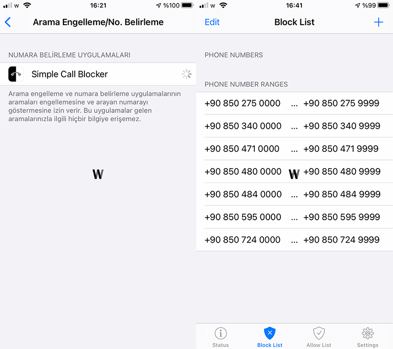 iOS uygulaması 2- Simple Call Blocker