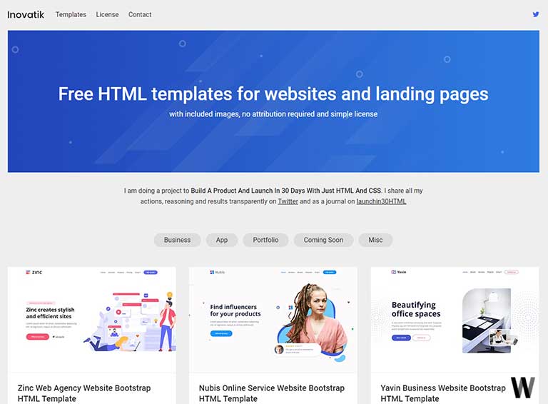 Free HTML templates for websites and landing pages